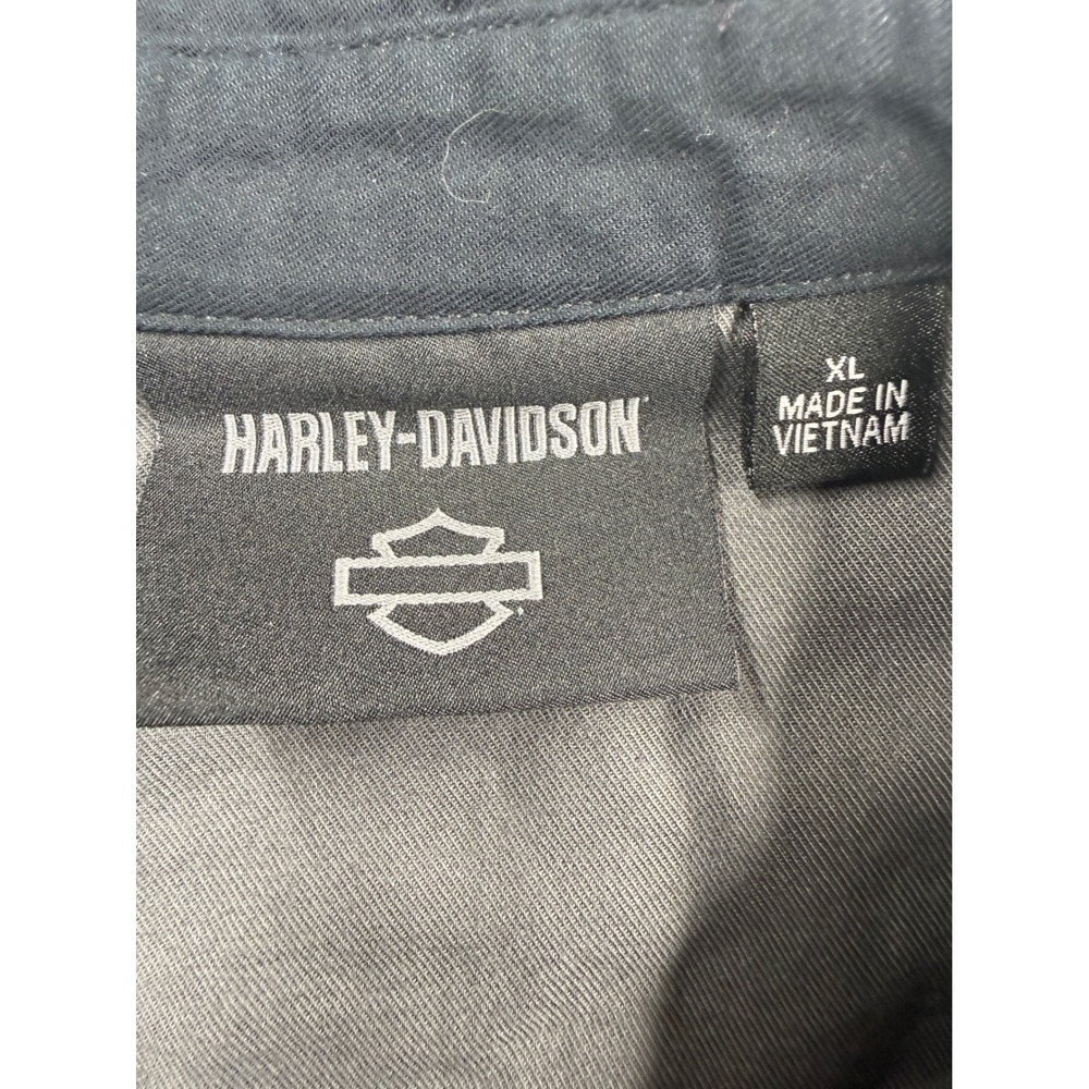 Harley Davidson Shirt women Button Up Two Tone Black Grey Embroidered Patches XL - Picture 2 of 9